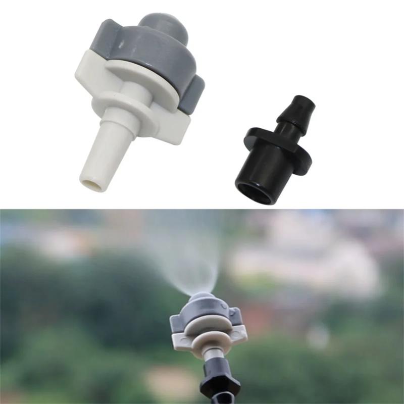 10Pcs 1/4 Inch Light Green Mist Spray Nozzle With Connector For Garden Greenhouse Watering Cooling