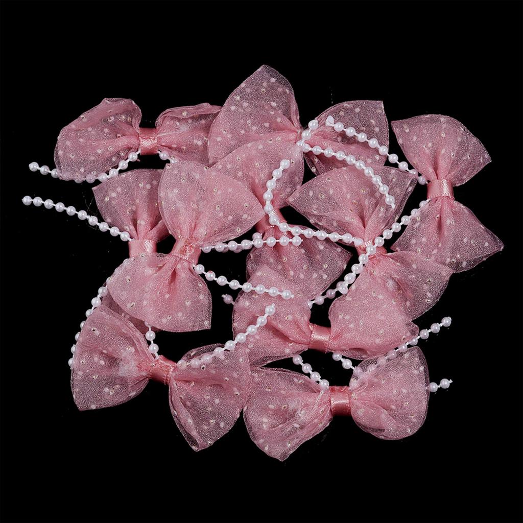 10pcs/lot Mini Cute Mesh Polka Dot Pearl Bow For Jewelry Making DIY Wedding Party Hair Clip Headband Clothing Crafts Decoration