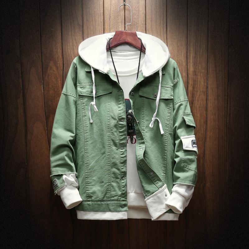 Buy Hooded Denim Jacket Men Fake Two 