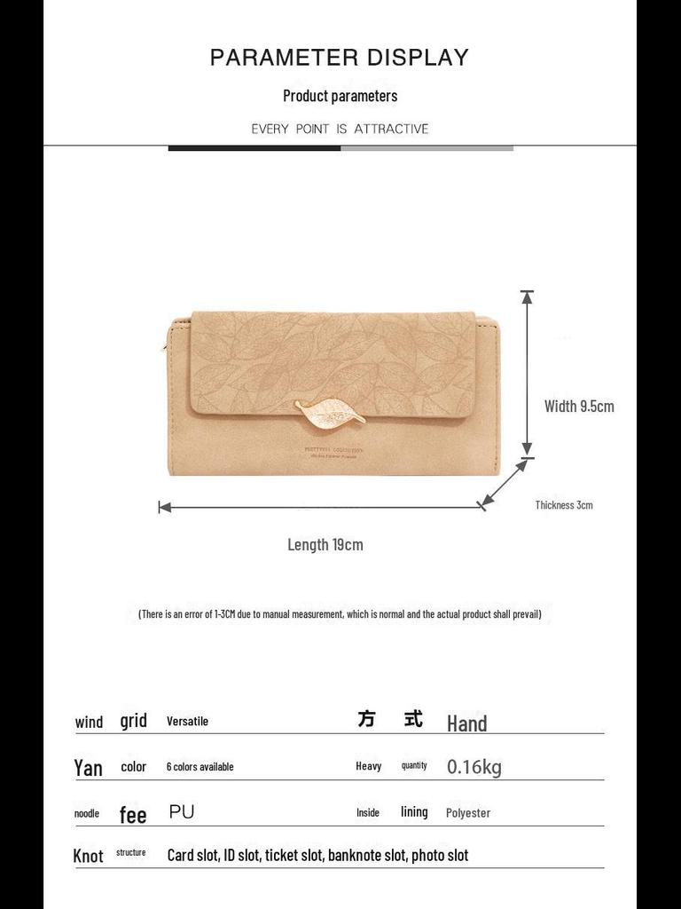 Women's Retro Leaf Buckle PU Leather Long Wallet & Clutch - Large Capacity