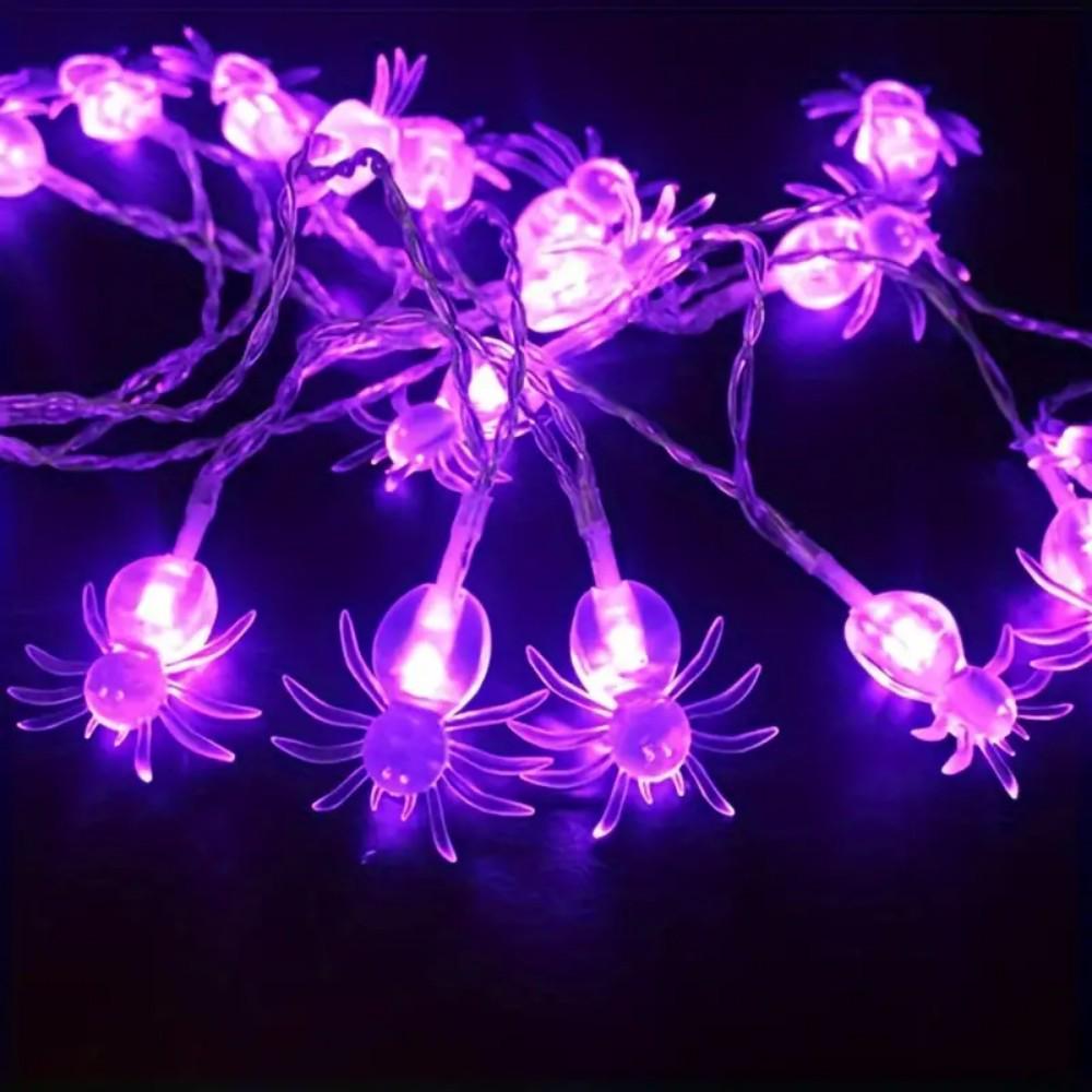Halloween LED Spider Decorative Lights - Luminous Hanging Ornaments for Festive Parties
