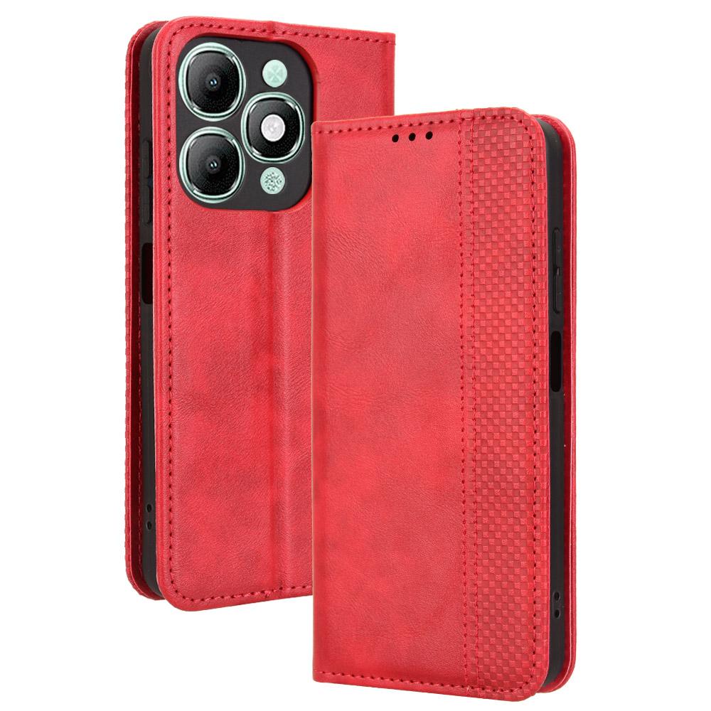 For itel A90 4G Leather Case Wallet Stand Retro Texture Phone Cover