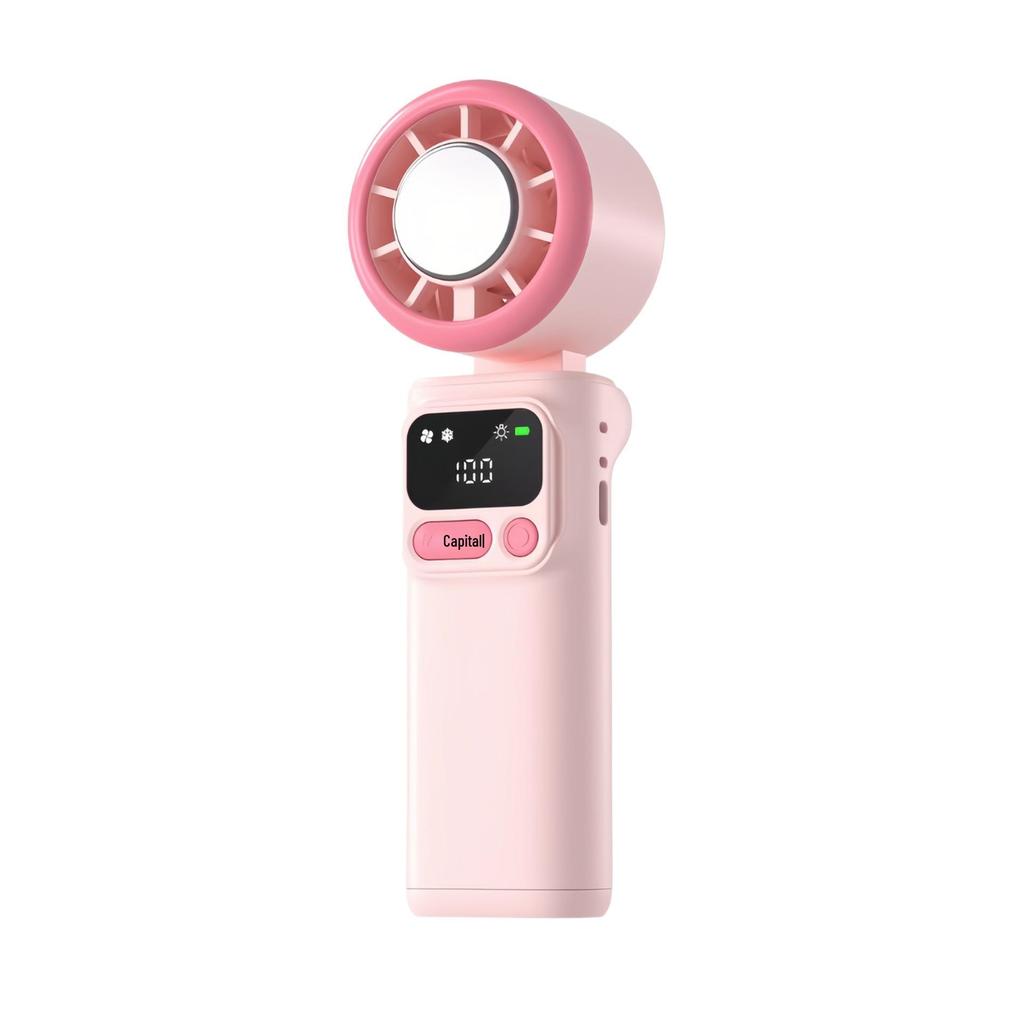 199-Speed Digital Display Handheld & Desktop Fan with Ice Pack, Foldable Design, USB Charging, and Night Light