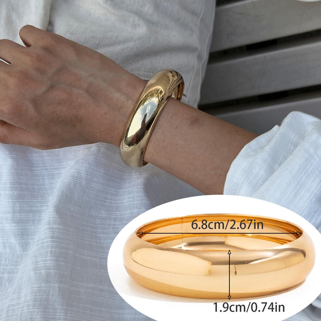Exaggerated Metal Large Glossy Bracelet Bracelet Design Sense Geometric Round Wide Bracelet