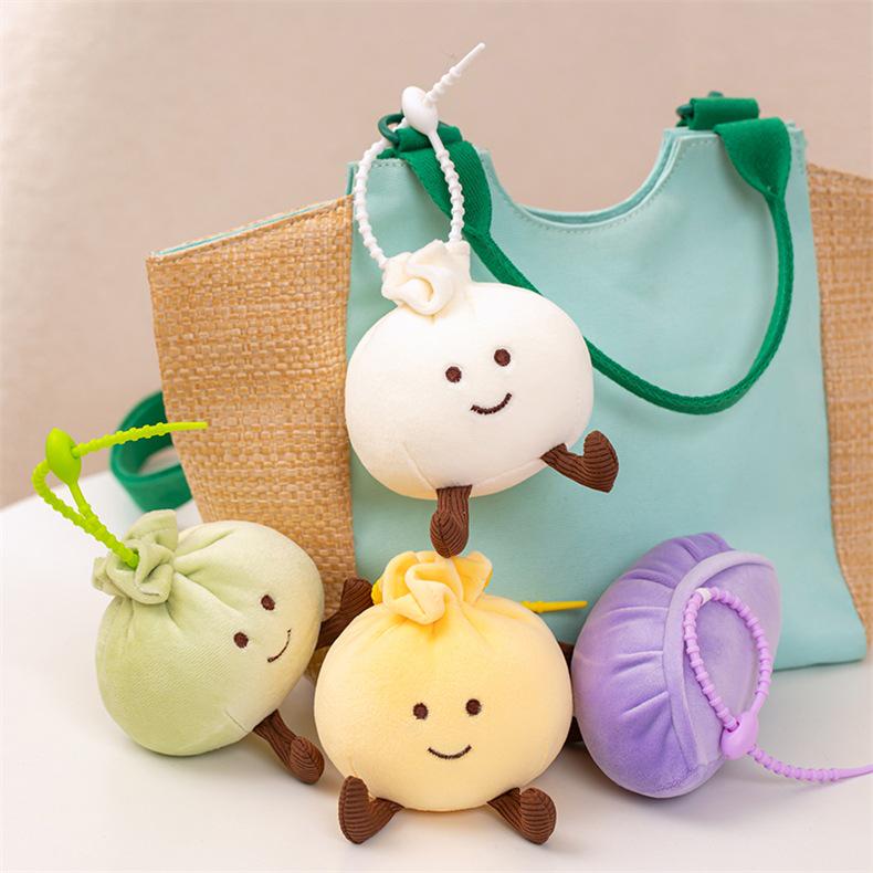 Cute Dumpling Plush Keychain for Women - Small Bun Bag Charm