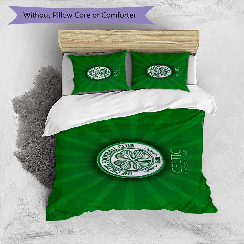 Celtic Football Club Crest Printed Pattern Duvet Cover Set – Includes 1 Duvet Cover and 2 Matching Pillowcases Bedroom Decor Christmas Gifts
