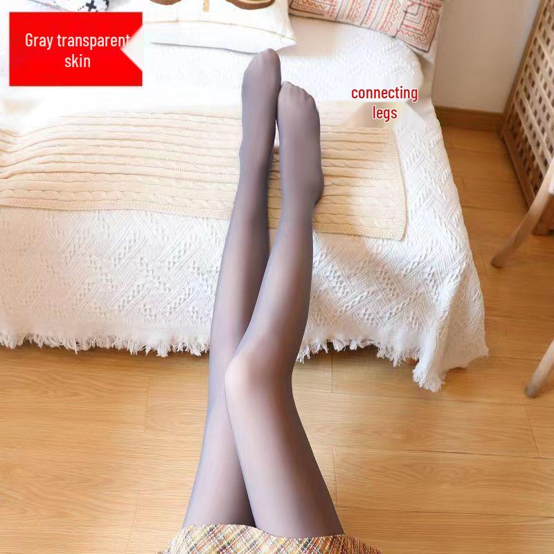 Glossy Black Sheer Leg-Enhancing Stockings for Women, Fleece-Lined for Autumn/Winter, Spring/Autumn Thin Pantyhose with Bare Skin Feel. 80g (80-145 kg)