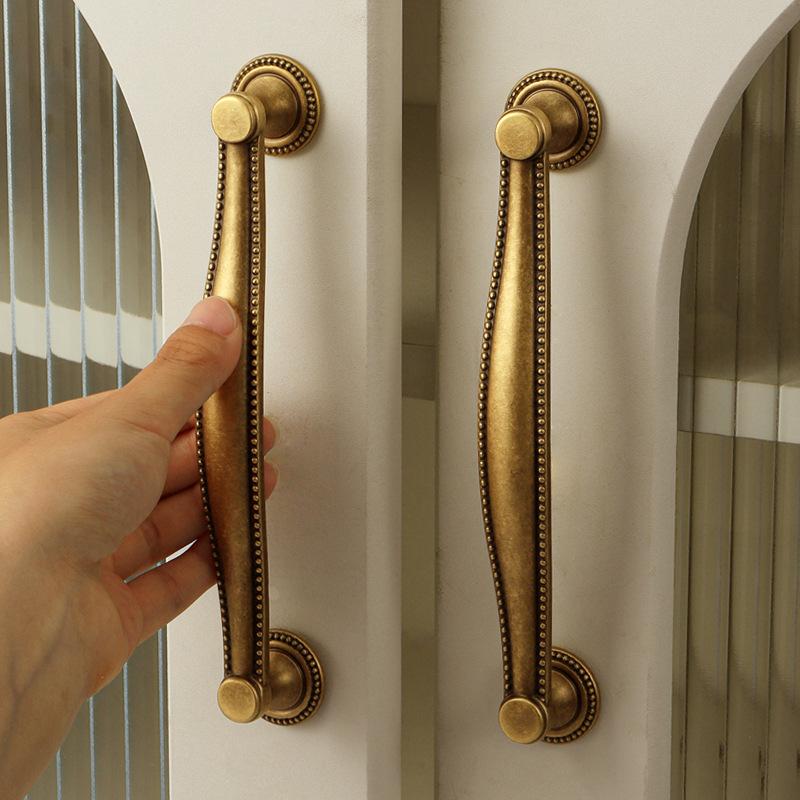 Bronze Color Brass Handle Retro Style Durable Antibacterial for Cabinet Door Drawer Handle Home Decoration