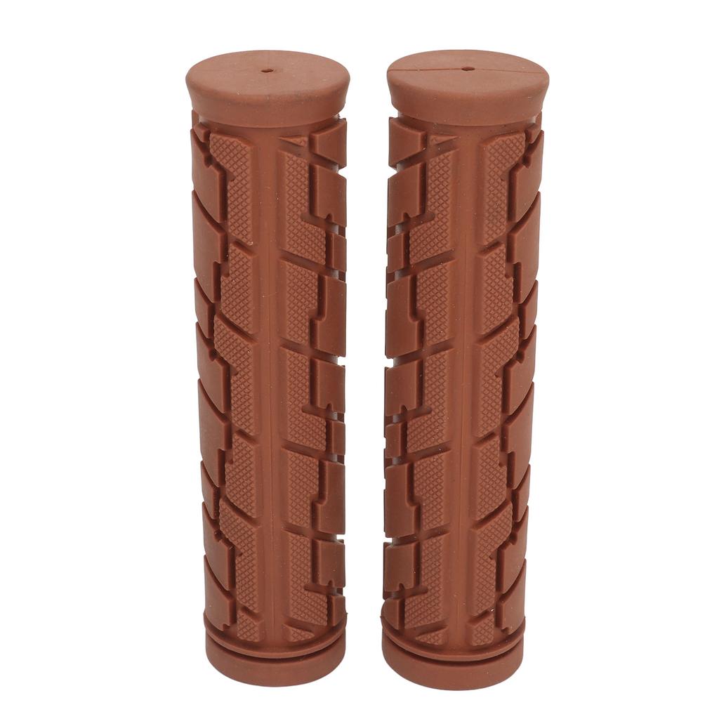 1 Pair Bike Handlebar Grips Brown Rubber Universal Shock Resistance Ergonomic Comfortable Bike Handle Grips for Bicycles Folding Bikes