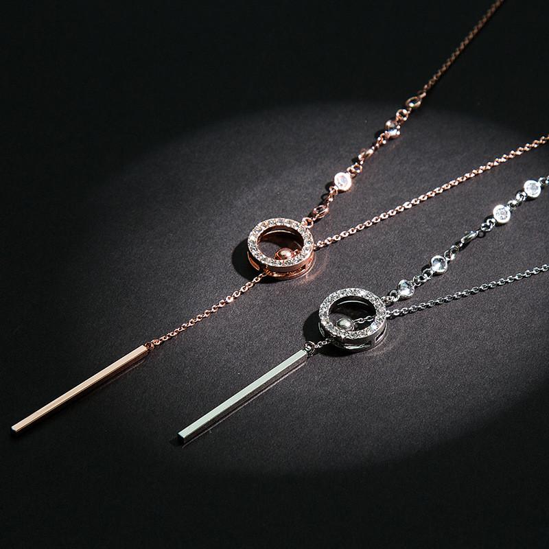 Geometric Elegant Long Sweater Chain For Women Stylish Versatile Accessory In White Gold And Gold Rose