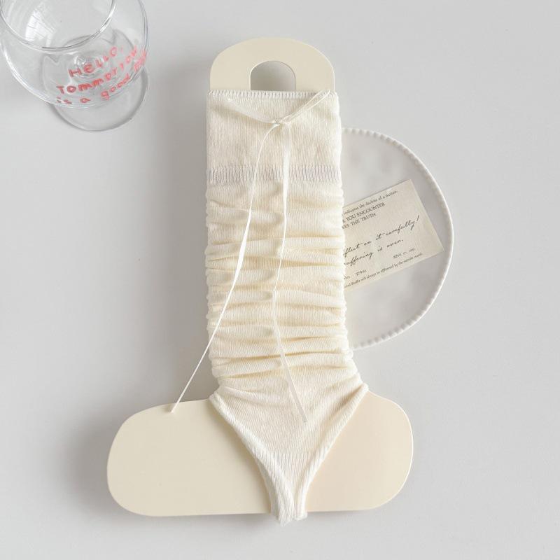 Korean Sweet Style Bow Leg Warmers - Spring/Summer Thin Stacked Socks for Small Calves