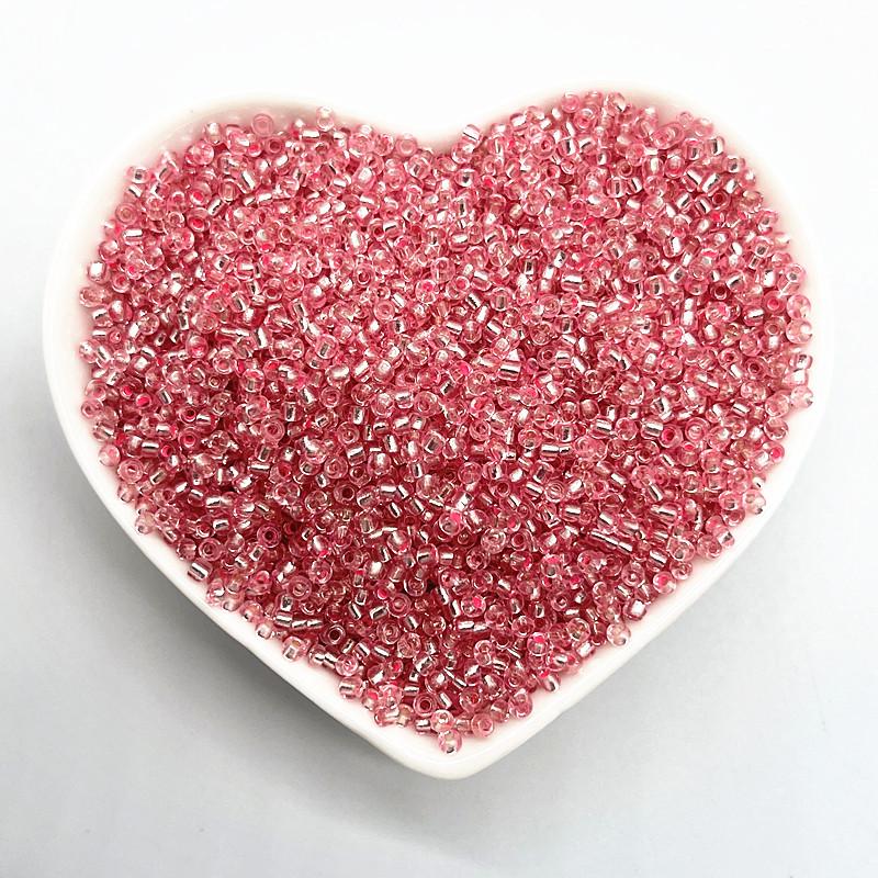 450g/Beutel 2mm 3mm 4mm Effekt der Silberfarbe Gefütterte Charms Glas-Samenperlen DIY Armbandperlen für Schmuckherstellung Zubehör