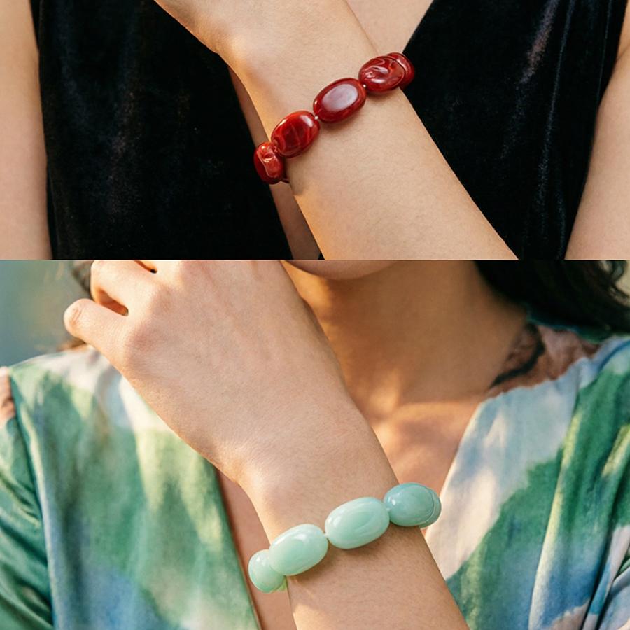 Minimalist Elegant Women Bracelet Beaded 2Pcs Premium Selected Cooling Sensation Acrylic Perfect Gift For Her Leisure Versatile 17-18cm(6.7-7.1inch)