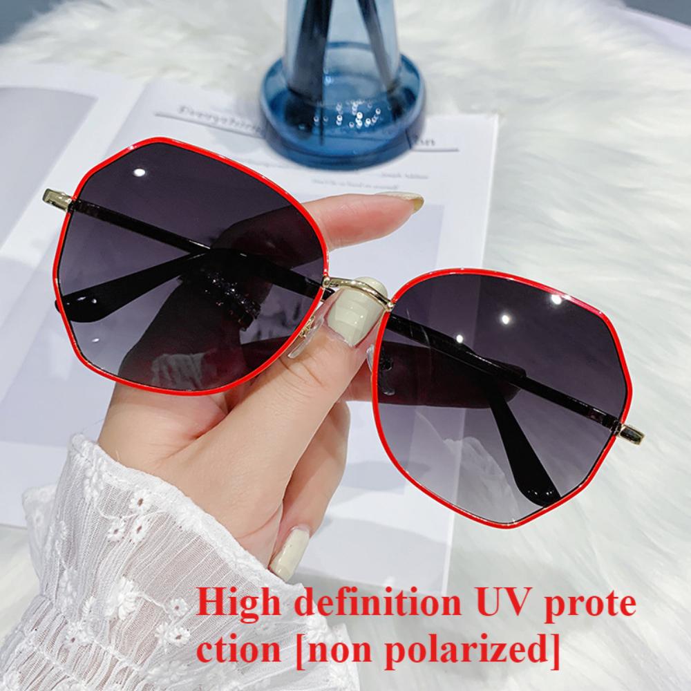 Sunglasses Female Korean Version Tide Shading Polarized Ins Sunglasses Fashion Polygonal Large Frame High Definition UV Protection Glasses