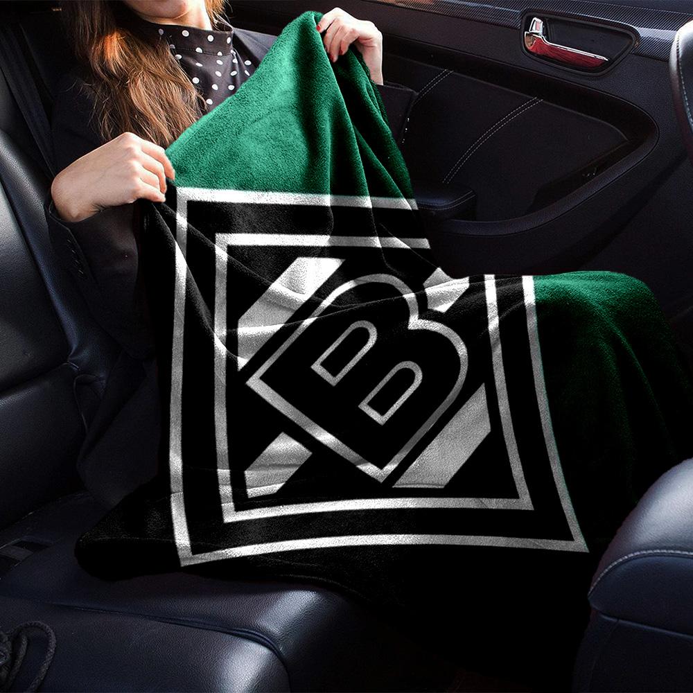 Borussia Split Background Logo Print Fleece Blanket Soccer Fan Soft Warm Throw Blanket for Sofa Couch Bedroom Home Decor Gift