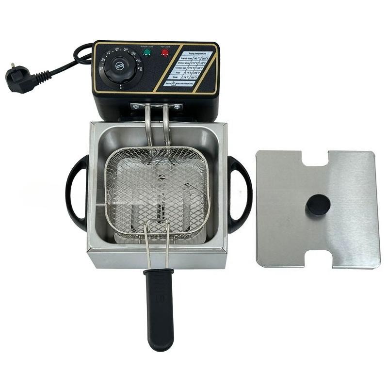 220V Haushalt 2L Multifunktions Elektrischer Frittierkorb Edelstahl Grillofen Hähnchen Pommes Frites Einzelzylinder