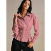 Women S Vintage Plaid Fitted Waist Long Sleeve Shirt