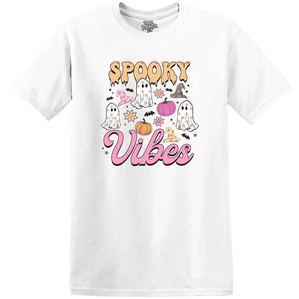 Halloween T-Shirt Spooky Vibes - Choose Your Color and Size 4XL