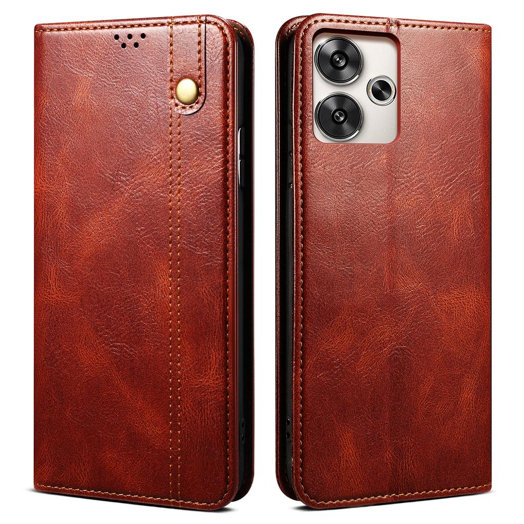 For Xiaomi Redmi Turbo 3 5G/Poco F6 5G Case Viewing Stand Crazy Horse Texture Leather Phone Cover