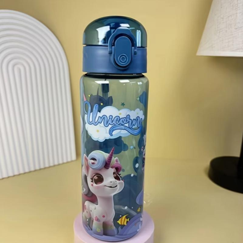 Cute Cartoon Motorcycle Sports Water Bottle 780ml with Sealed Bouncy Lid and Carrying Strap for Outdoor Activities