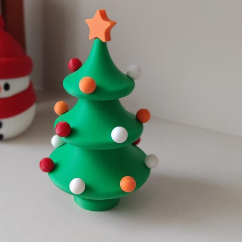 Dancing Christmas Tree Rotating Christmas Tree 3D Printed Desktop Ornament Christmas Stress-Relieving Toy Gift For Adult Or Kids