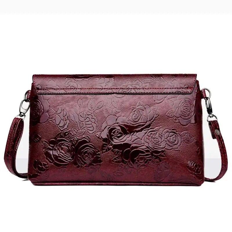 Lady Evening Party Clutch Rose Flower Embossed Sling Bags Elegant Mother Shoulder Purse Flap Crossbody Bag