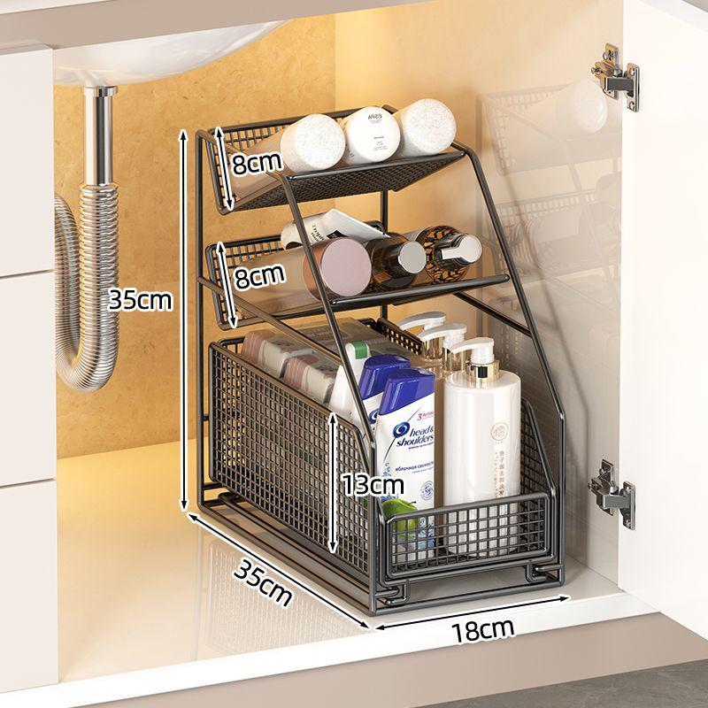 Under-Sink Pull-Out Bathroom Drain Shelf & Storage Basket