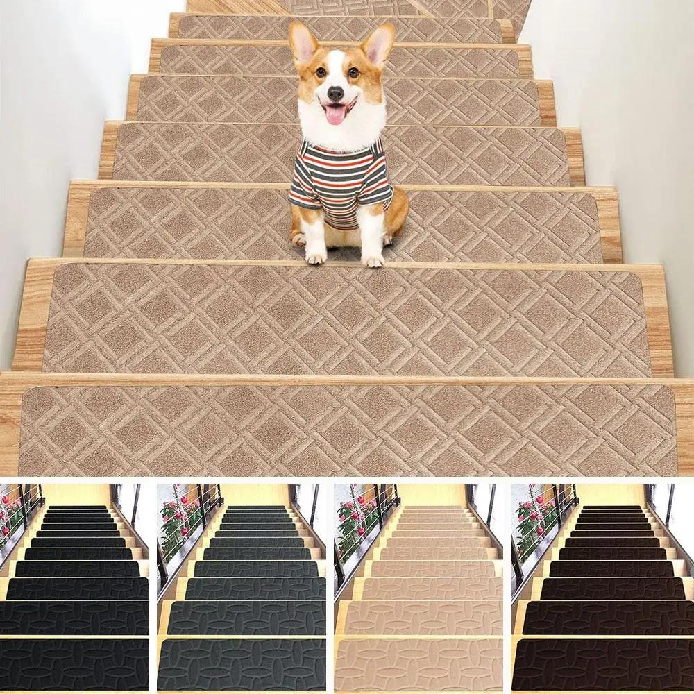 New 76X20cm Staircase Mat Non-Slip Safety Stair Tread Carpet Mat Soft Stripe Self-adhesive Protection Cover Pads Home Decor