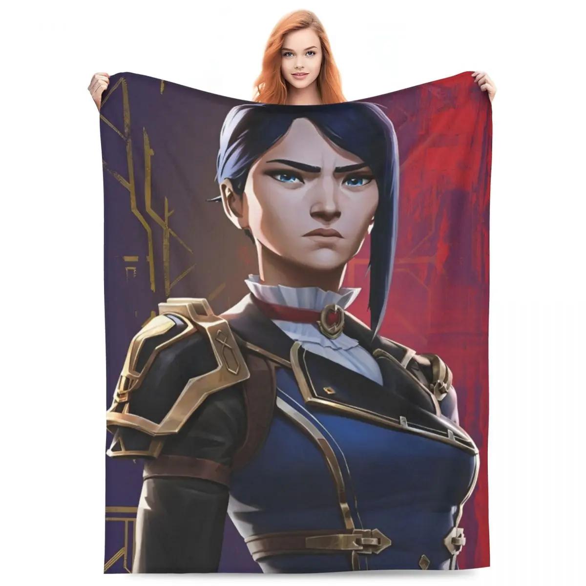 

Arcane Caitlyn Game Flannel Blankets Warm Soft Throw Blanket for Living Room Picnic Fashion Bedspread Sofa Bed Cover 75x90cm