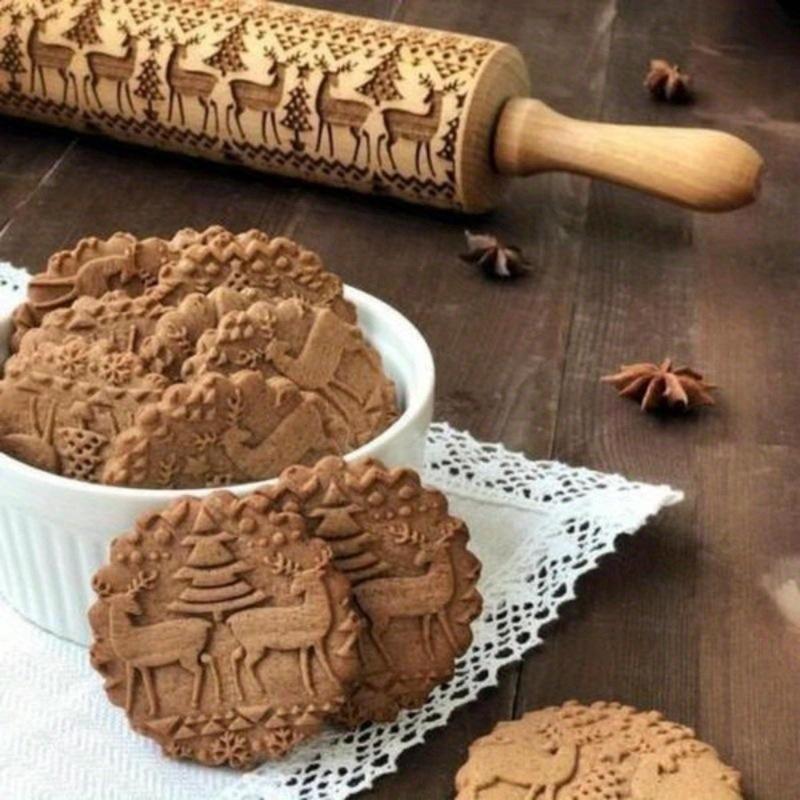 1x Vánoční embosování Váleček Sušenky Sušenky Pečící těsto Domácí Kuchyň Váleček Elk Nudle Sušenka Fondant Pomůcky na dort