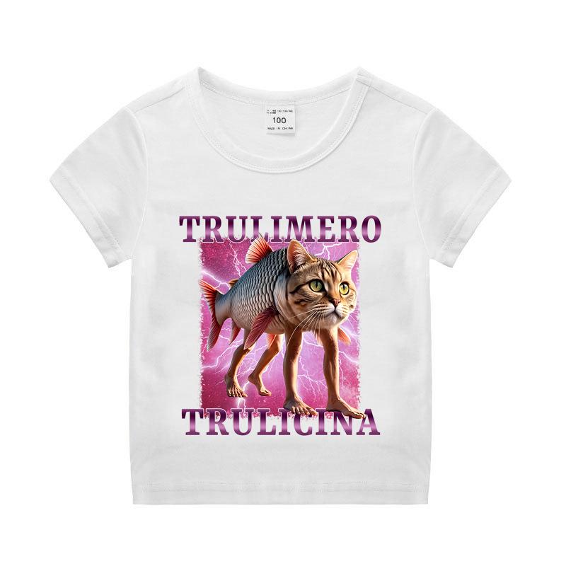 Italian Brainrot Boy Girl Cotton T-shirt Tung Tung Tung Sahur Kids Summer Clothing Funny Meme Children Short Sleeve Tops Unisex