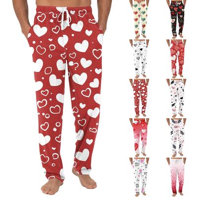 Men's Drawstring Pocket Cuffed Casual Pants Home Sleep Pants
