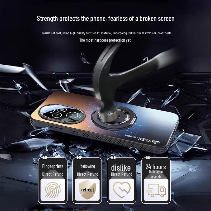 Magnetický otočný stojánek na telefon pro Honor 200/300: Matná, Plné krytí, Ochrana proti pádu, Protiskluzová ochrana