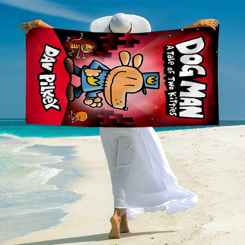 Dog Man Fashion Beach Towel: Ideal for Summer Adventures Soft, absorbent and quick drying suitable for swimming and bathing