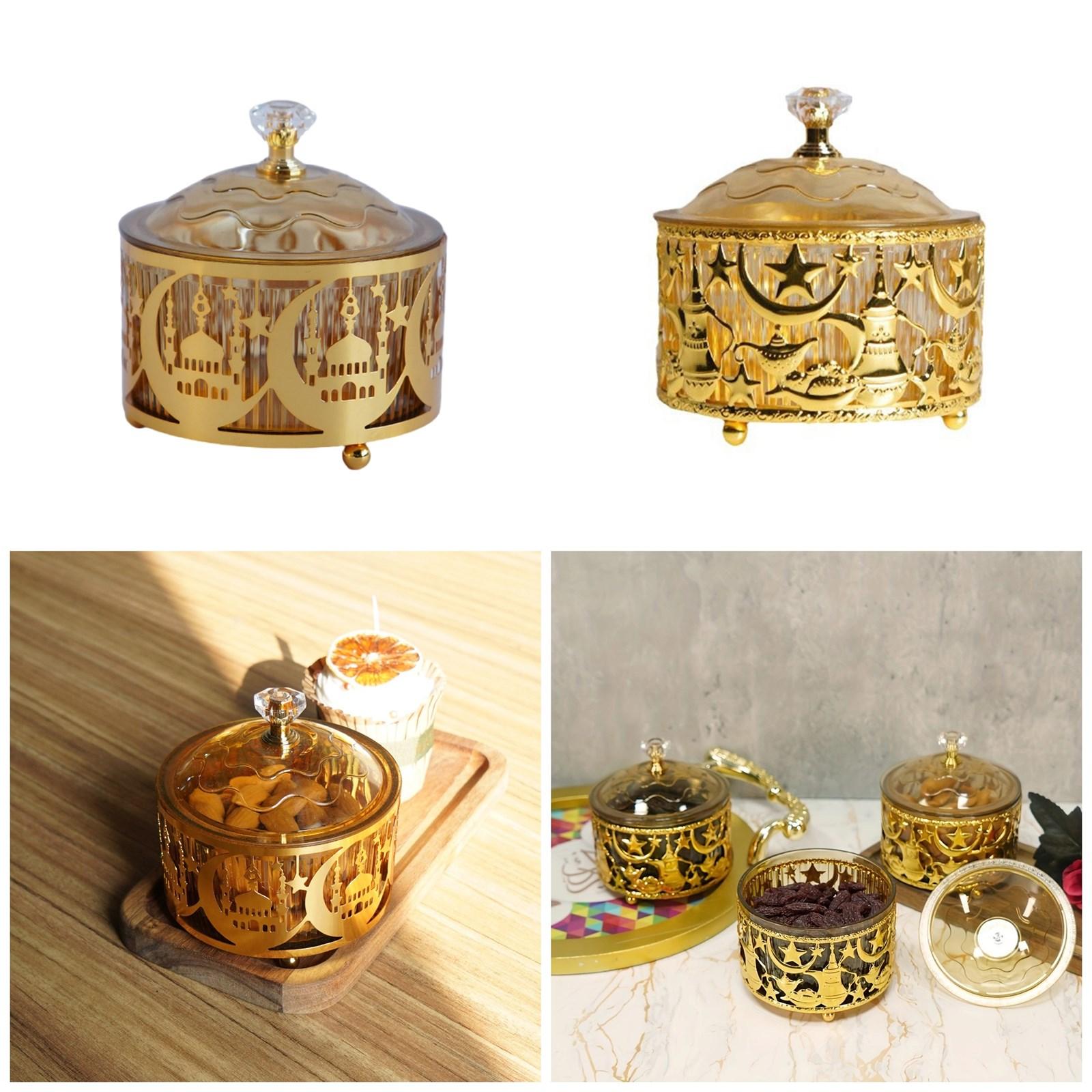 

Elegant Eid Festival Candy Tray Snacks Display Plate Metal Texture Suitable for Celebration and Festival Gatherings 1