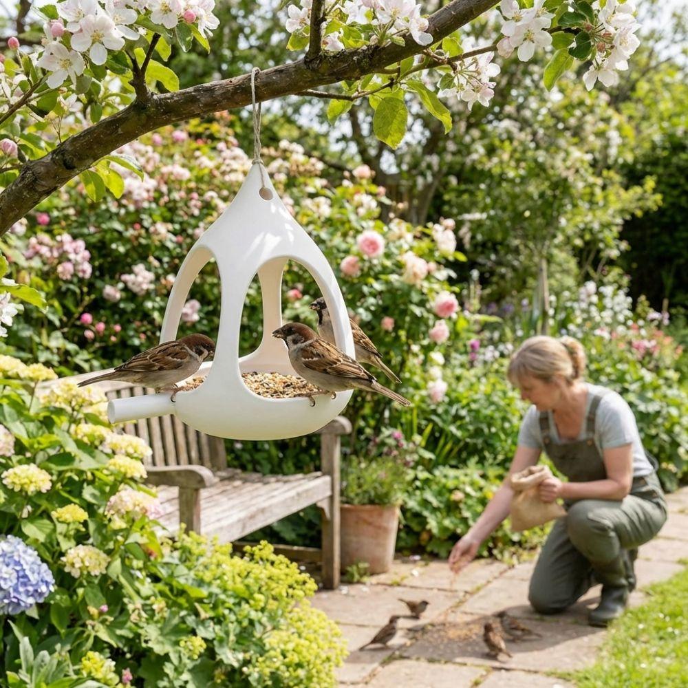 Plastic Bird Feeder House Water-Resistant Bird Food Container Feeding Station  for Bird Lovers