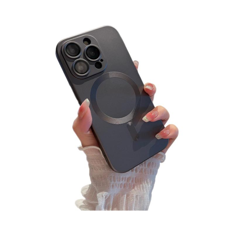 Magnetic Skin-Feel Frosted iPhone Case with Lens Film: Compatible with iPhone 12, 14, and 15 Pro Max.