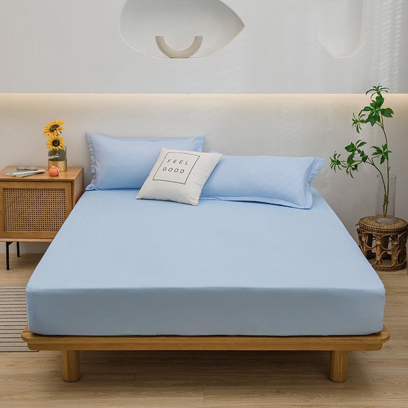 Fitted Sheet Single Piece Solid Color Aloe Vera Cotton Dustproof Bed Cover Mattress Protector Non-Slip Mattress Cover