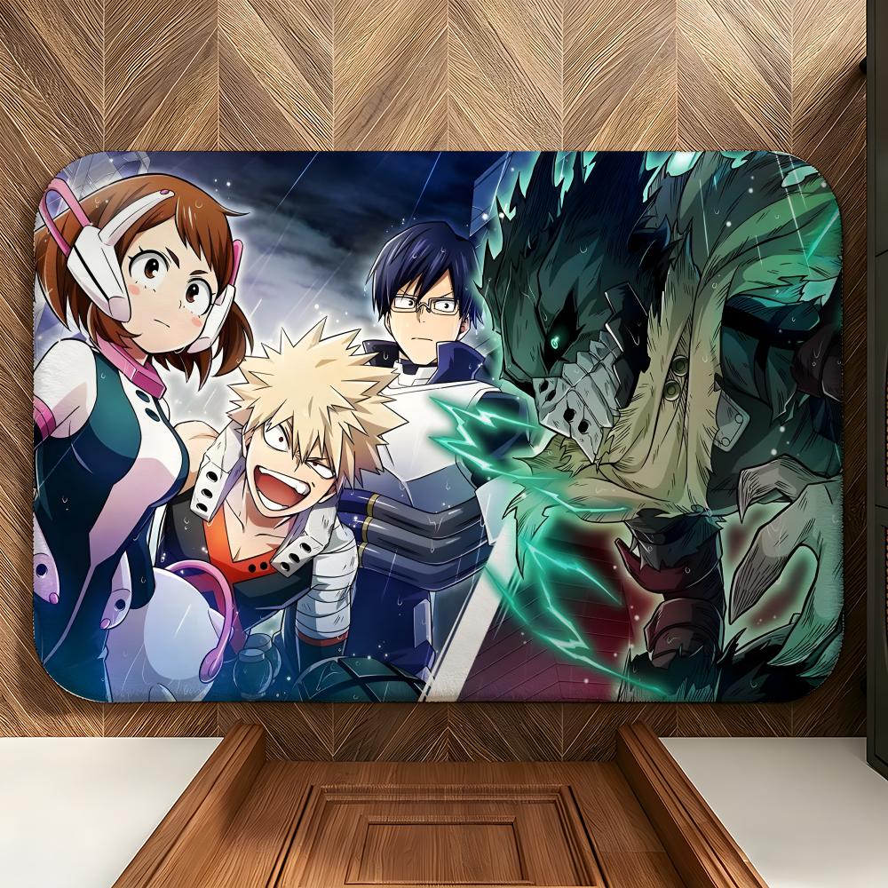 anime M-My Hero A-Academia Floor Mat Soft Flannel Floor Mat Suitable for Entryways, Living Rooms, Bedrooms, and Bathrooms