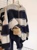 2026 Autumn/Winter Korean Loose Striped Knit Sweater - Versatile, Thick Lazy Style Pullover