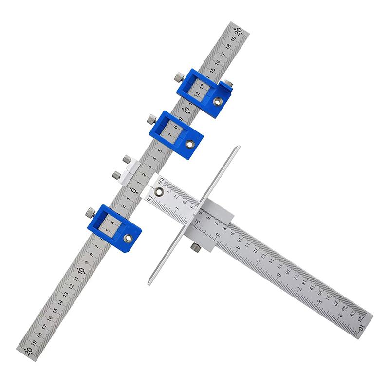 Carpenter Positioning Ruler, Metal Woodworking Tools, Woodworking Steel Ruler, Positioning Limit Block, Measuring Marking Gauge