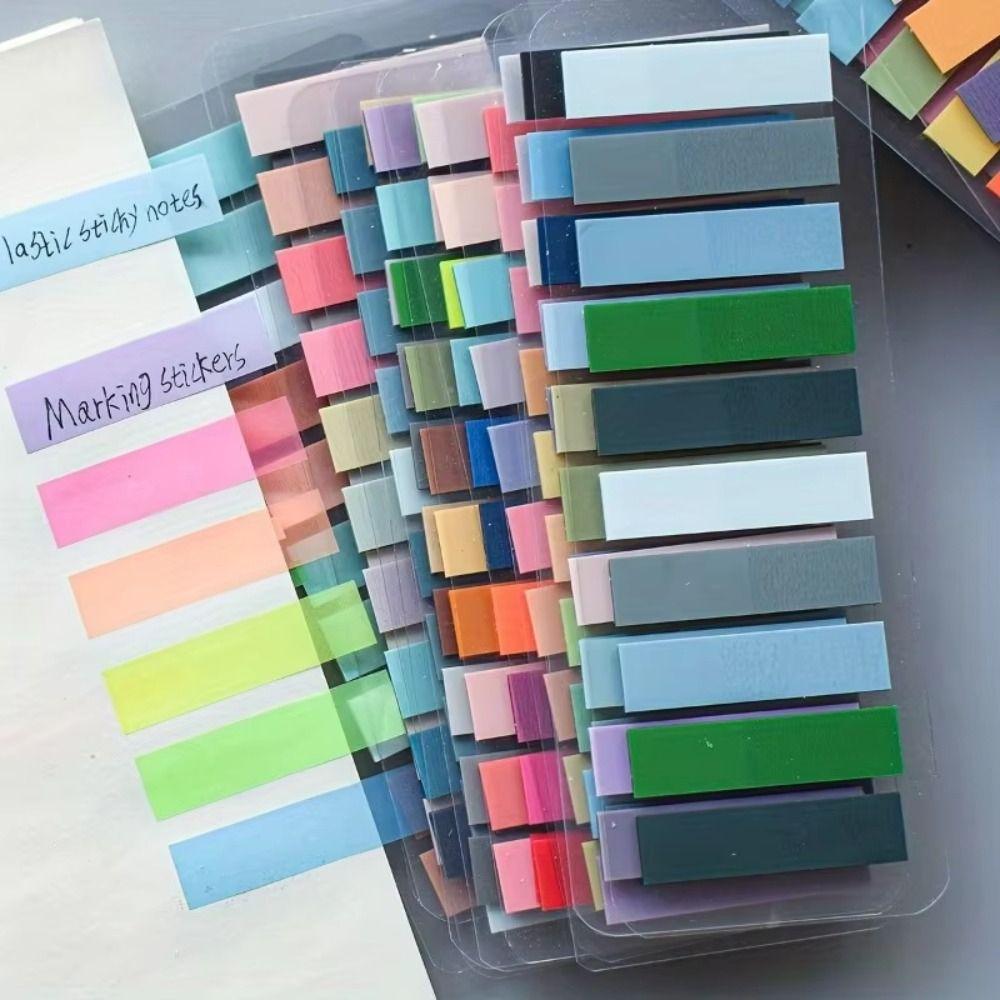 PET Material Index Sticker Morandi Color Oblong Shape Index Tabs Self-Adhesive Translucent Page Marker Page Marking