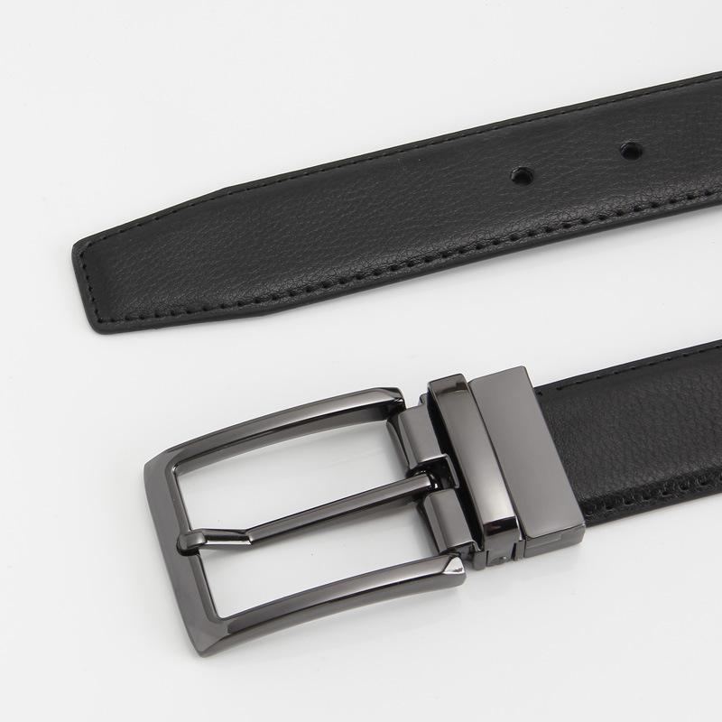 

Двухслойный кожаный ремень с пряжкой-штифтом Двусторонний из натуральной кожи Повседневный и модный ремень Вращающаяся пряжка для мужчин 110-130cm