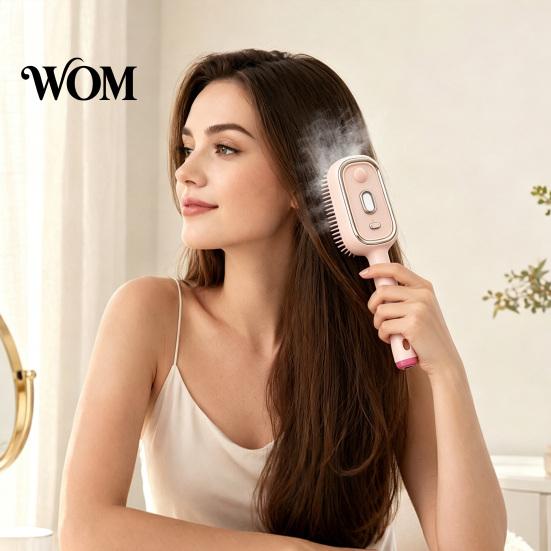 Frizz Control Spray Brush Electric Steam with Essence & Measuring Cup, Rechargeable Anti-Static Scalp Detangling Hair Massager Brush, Oil Misting