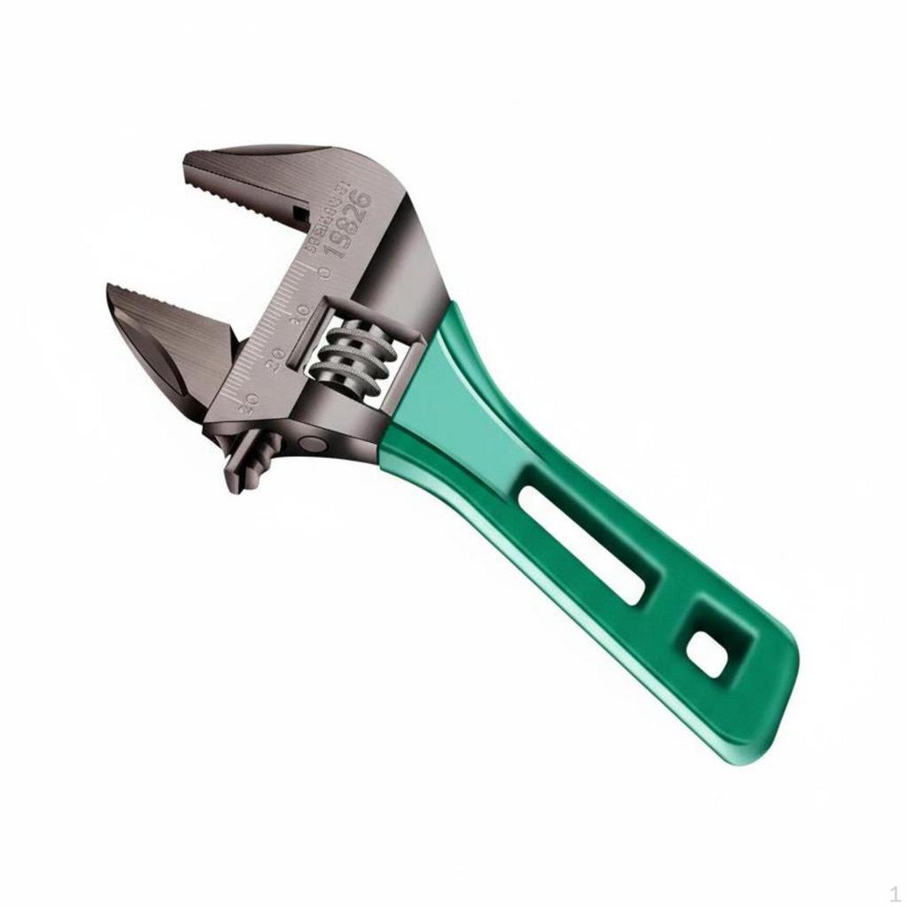 Short Handle Adjustable Spanner Heavy Duty Plumbing Wrench NonSlip Grip Wide Opening