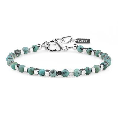 GAVU Afrikanischer Türkis Edelstahl Kraftstein Armband für Herren