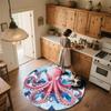 Aquarell-Oktopus,Runder Teppich,Teppich für Wohnzimmer Schlafzimmer Sofa Spielzimmer Dekor,Rutschfeste Fußmatte