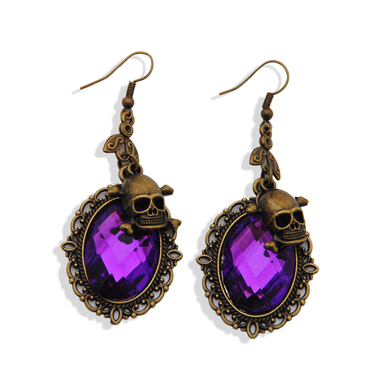 

Unique Skull Ghost for Head Earrings Halloween Skeleton Earrings Gothic Biker Drop Earrings Multicolor Crystal Earring