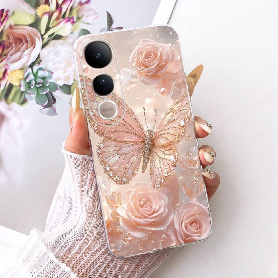 Clear Casing For Vivo V2440 Cover For Vivo V50 Lite 5G Case Cute Cat Fashion Butterfly 2D Painted Soft TPU