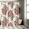 Abstract Geometric Patterns Bath Shower Curtain 3D Printed Polyester Fabric with Hooks for Bathroom Decorations In Coral White
